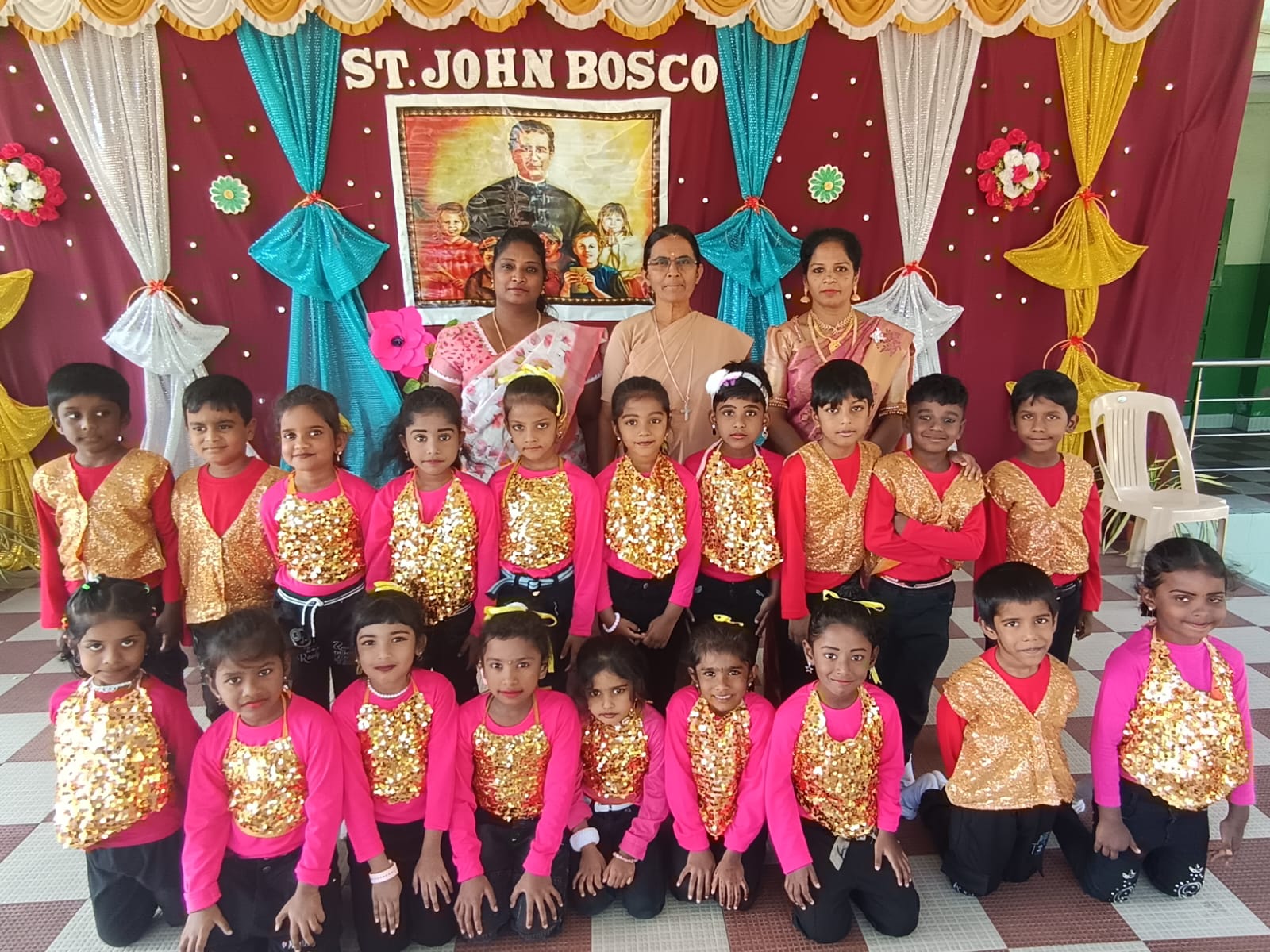 Children in costume at the Don Bosco feast
